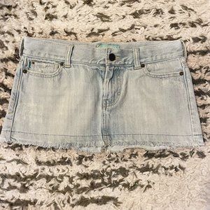 Vintage Y2K Hollister Micro Mini Skirt 0 Denim Low Rise Embroidered Fray Hem